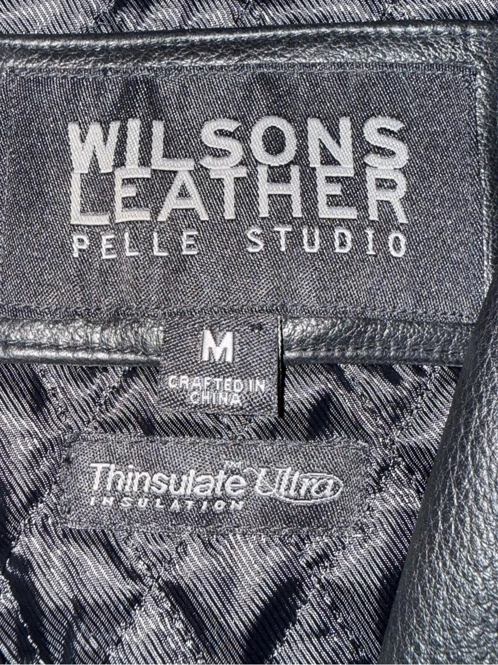 VINTAGE Wilsons Leather Pelle Studio Black Zip Jacket Thinsulate Lined Size Med
